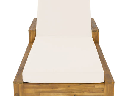 Chaise Lounge Set With 3 Position Adjustable Backrest, 2 Fold Cushion, Outdoor Recliner For Patio - Cream / Teak