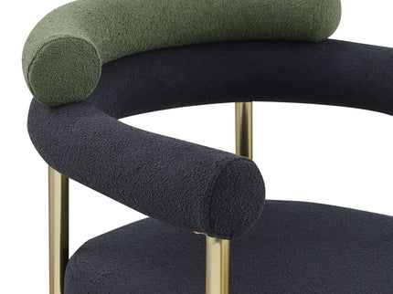 Dining Chairs (Set of 2), Mid-Century Modern Dining Chairs, Kitchen Dining Room Chairs, Round Boucle Backrest Sherpa Dining Chair With Brushed Metal Legs