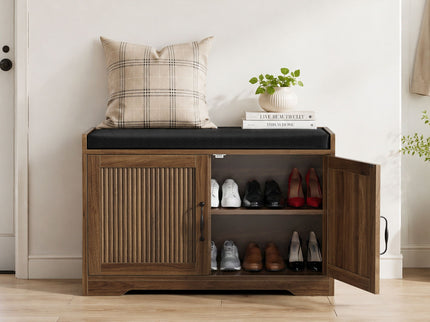 Entryway Shoe Bench With Double Doors