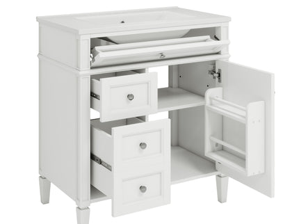 Bathroom Vanity With Top Sink, Modern Bathroom Storage Cabinet With 2 Drawers And A Tip-Out Drawer
