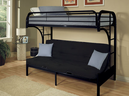 Eclipse - Twin Long Queen Futon Bunk Bed - Black