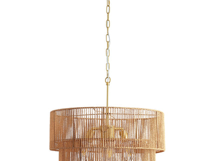 Chandelier, 2 Tier Boho Wabi Sabi Pendant Light, Hanging Ceiling Lamp - Gold