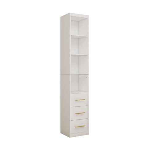 Rectangular Side Storage Cabinet With 3 Drawers For Bedroom - White