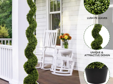 Artificial Outdoor UV Resistant Plastic Boxwood Topiary Spiral Tree