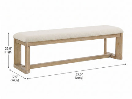Upholstered Dining Bench - Brown