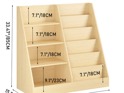 Bookshelf And Toy Storage Organizer, 4 Tier Bookcase With Display Stand For Playroom
