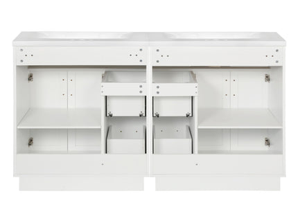 Bathroom Vanity With 2 Doors, 2 Drawers, Adjustable Shelf, Hidden Slides & Soft Close Hinges