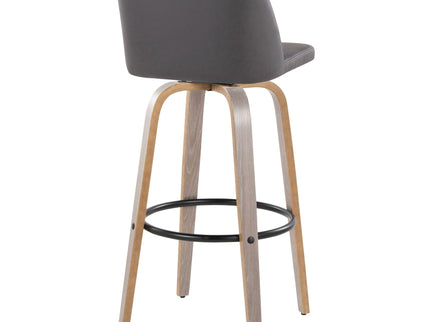 Toriano - Mid-Century Modern Fixed Height BarStool With Round Footrest (Set of 2)