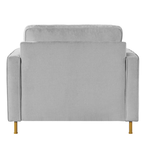 Accent Chair Upholstered Single Sofa With Square Arms, Sewn Pillow Back For Living Room
