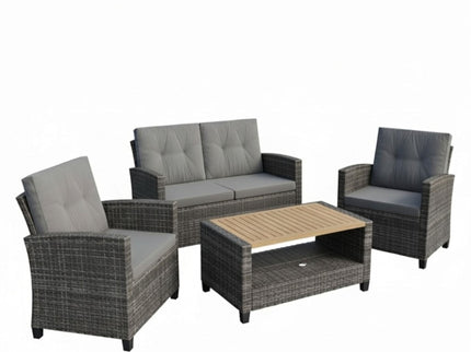 Modern All-Weather Patio Set With Cushions And Table