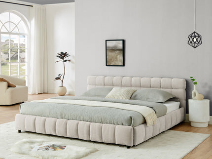 Modern Platform Bed Frame With Thick Fabric