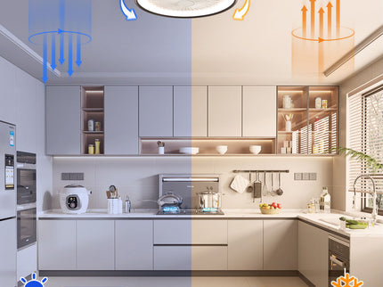 RGB Dimmable LED Enclosed Ceiling Fan With Light Flush Mount Bladeless, 6 Speed, Remote Control - White