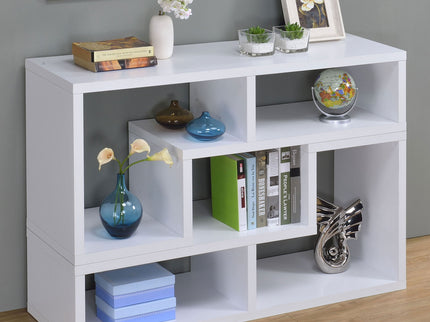 Convertable L-Shaped Bookcase With Open Shelves - White
