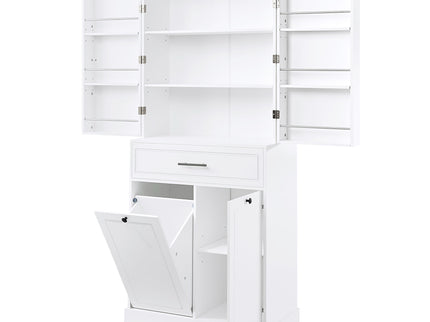 Freestanding Bathroom Storage Cabinet With Doors, Drawers, And Tilt Out Laundry Hamper - White