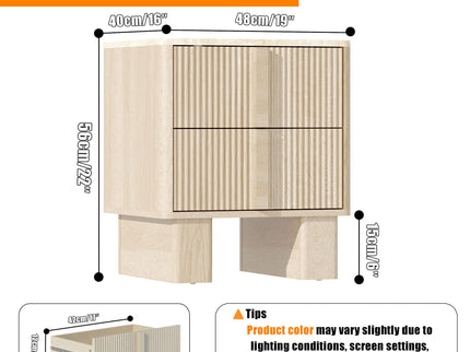 Nightstand With Charging Station And 2 Storage Drawers