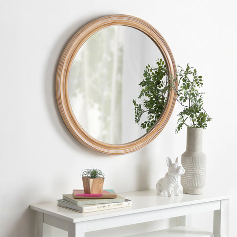 Round Wall Mirror With Ribbed Frame