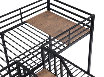 Metal Bunk Bed With Storage Shelves Staircase
