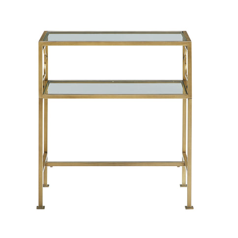 Grifton - Rectangular Glass Accent Table - Antique Gold