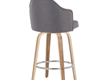 Ahoy - Mid-Century Modern Fixed Height Counter Stool With Zebra Legs / Round Chrome Footrest (Set of 2) - Gray