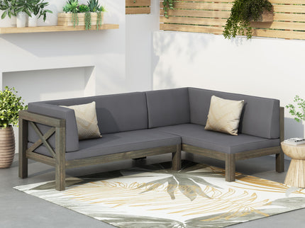 Aura - 2 Piece Outdoor Set With X Back Left Bench And Corner - Dark Gray