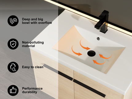 Bathroom Vanity Set With Resin Countertop Sink, 2 Doors