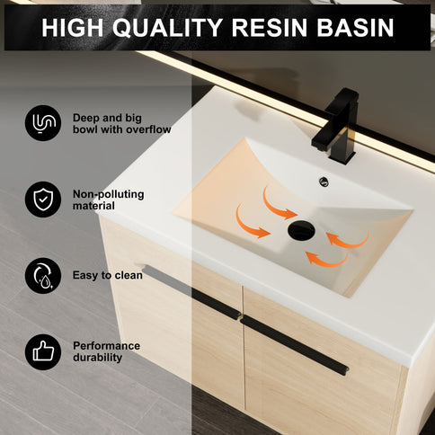 Bathroom Vanity Set With Resin Countertop Sink, 2 Doors