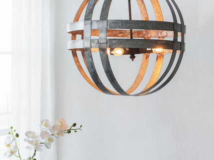 4 Light Galvanized Chandelier, Hanging Light Fixture With Adjustable Chain For Kitchen, Bulb Not Included - Gray
