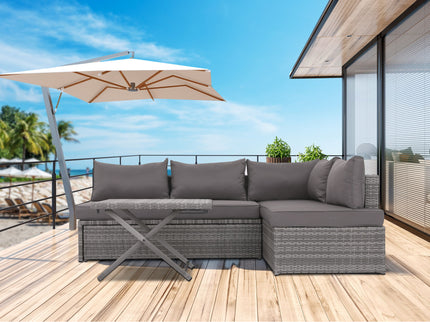 Patio Sofa With Cushions - Gray