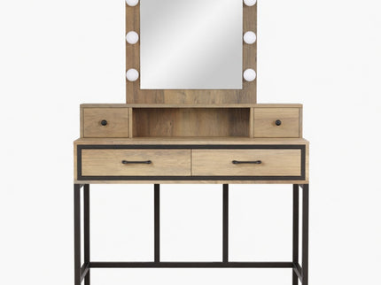 Vanity Desk With 3 Color Lighted Mirror And 4 Drawers