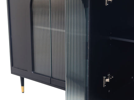 Accent Cabinet Lacquered Wooden Cabinet With 4 Glass Doors Sideboard Buffet Server Cabinet Storage Cabinet, For Living Room, Entryway, Hallway, Office, Kitchen And Dining Room