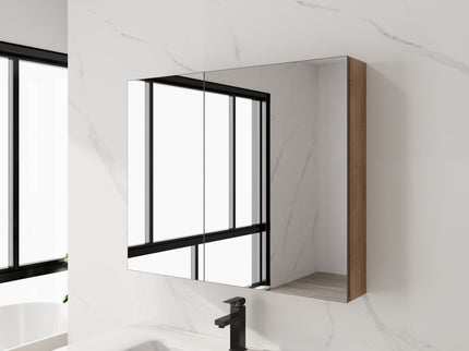 33.56" Wall Mounted Bathroom Cabinet With Adjustable Shelves - Imitative Oak