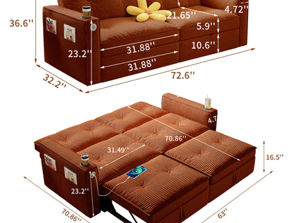 2 In 1 Convertible Sofa Bed For Living Rooms