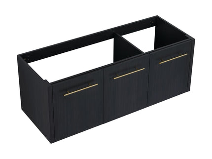 Contemporary 48" Wall Mounted Bathroom Vanity With Resin Sink And Soft Closing Doors And Line - Black Chestnut