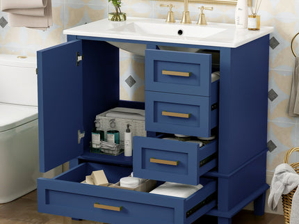 Bathroom Vanity, Modern Bathroom Cabinet With Sink Combo Set, Bathroom Storage Cabinet With A Soft Closing Door And 3 Drawers, Solid Wood Frame