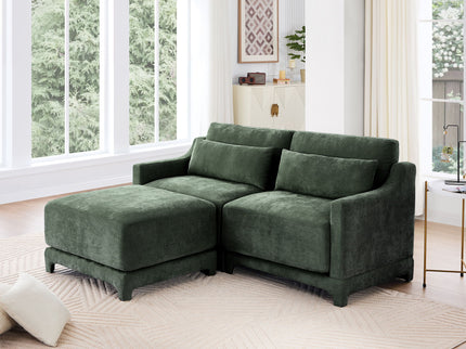 Stylish Sofa With Ottoman And Lumbar Pillows, Ergonomic Design