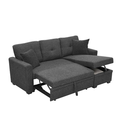 Upholstered Sectional With Pull Out Bed And Chaise Storage