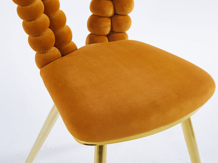 Modern Chair With Iron Tube Legs, Soft Cushions And Comfortable Backrest, Suitable For Dining Room, Living Room, Cafe, Hairball Back