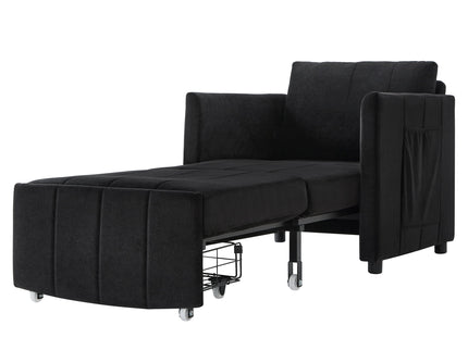 Upholstered Convertible Sleeper Sofa With 5 Position Backrest, Side Pockets, Storage