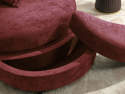 360° Swivel Accent Barrel Chair With Storage Ottoman & 4 Pillows, Modern Leisure Chair Round Accent For Living Room
