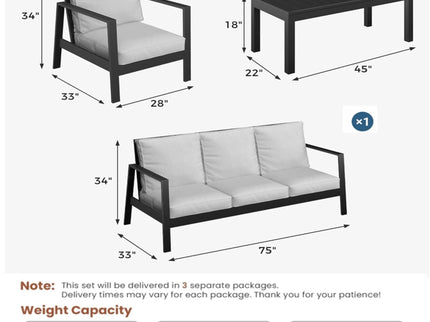 Modern 5 Seat Outdoor Patio Furniture Set With Coffee Table