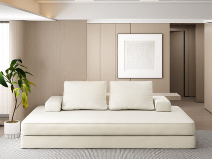 Multifunctional Convertible Sofa Bed With 2 Tumbler Backrests And 2 Pillows, Deep Seat Couch