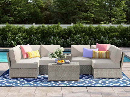 Comfortable Modern Patio Rattan Sectional Set With Cushions