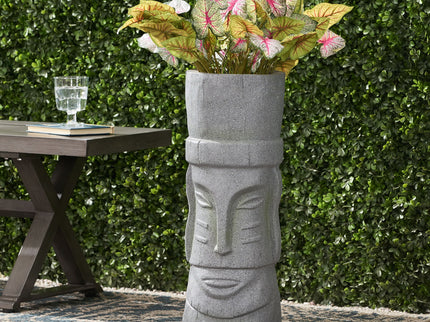 Classic Flower Planter With Magnesium Oxide Material - Stone Gray