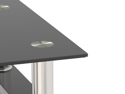 Modern Tempered Glass Tea Table, End Square Table For Living Room (Set of 2) - Black