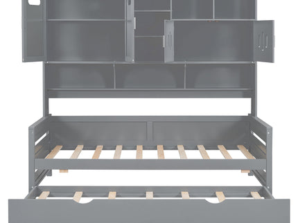 Daybed With All-In-One Cabinet And Shelf