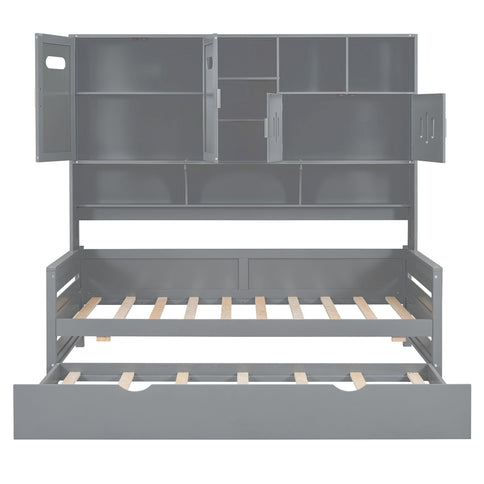 Daybed With All-In-One Cabinet And Shelf
