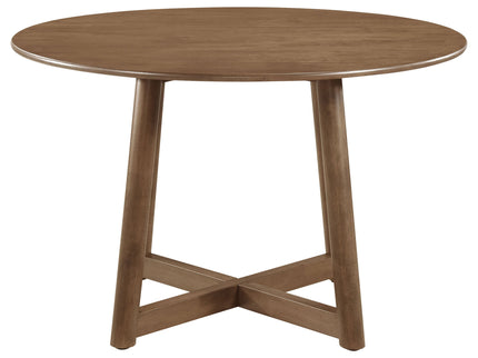 Guinea - 5 Piece Dining Set With Round Table And Upholstered Chairs - Walnut