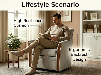 Swivel Accent 360° Rotating Armchair With Turntable Base For Living Room - Cream Beige