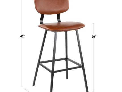 Foundry - Contemporary Barstool Zig Zag Stitching (Set of 2) - Black / Gray