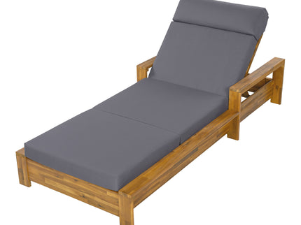Chaise Lounge Set With 4 Fold Cushion And Built In Headrest, 3 Position Adjustable